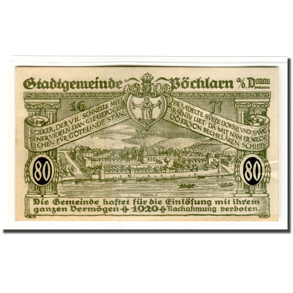 Banknote, Austria, Pochlarn, 80 Heller, paysage 6, 1920, UNC(63), Mehl:755III