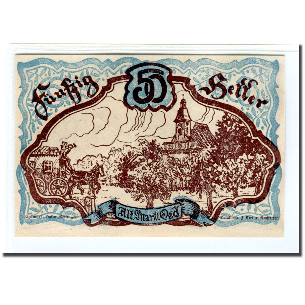 Banknot, Austria, Oed, 50 Heller, personnage 2, 1920, Undated, UNC(63)