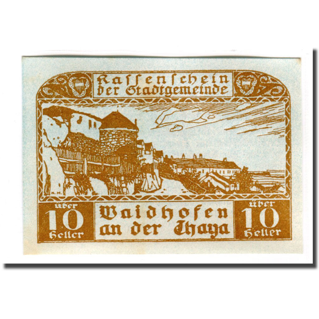 Billete, Austria, Waidhofen an der Thaya, 10 Heller, Texte, 1920, 1920-06-01