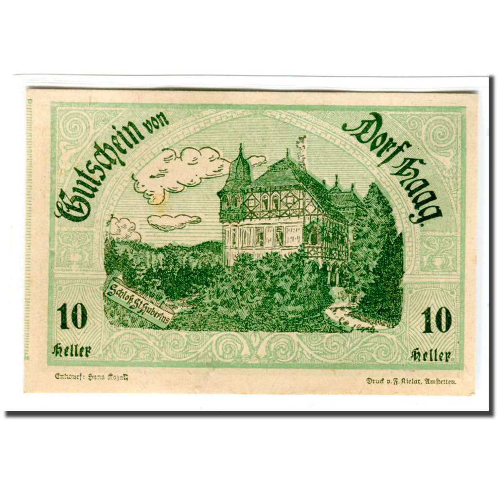 Banconote, Austria, Dorf Haag, 10 Heller, Batiment, 1920, SPL, Mehl:317c