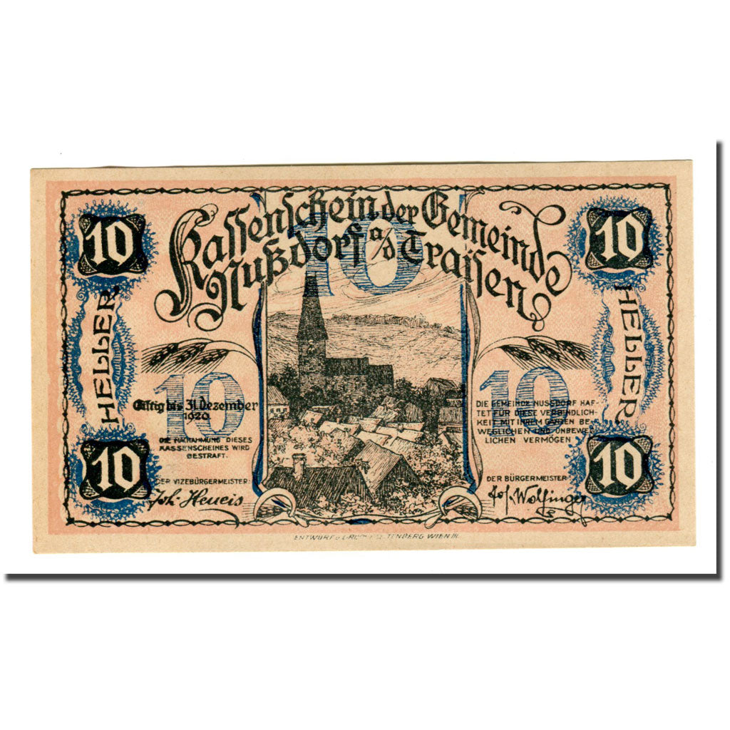 Billete, Austria, Nußdorf an der Traisen N.Ö. Gemeinde, 10 Heller, N.D, 1920