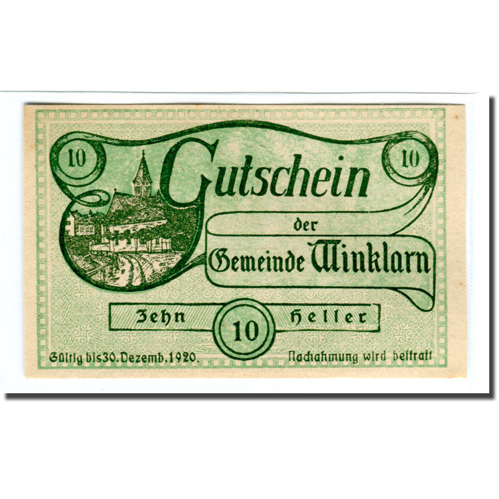 Banconote, Austria, Winklarn, 10 Heller, valeur faciale, 1920, 1920-04-12, SPL