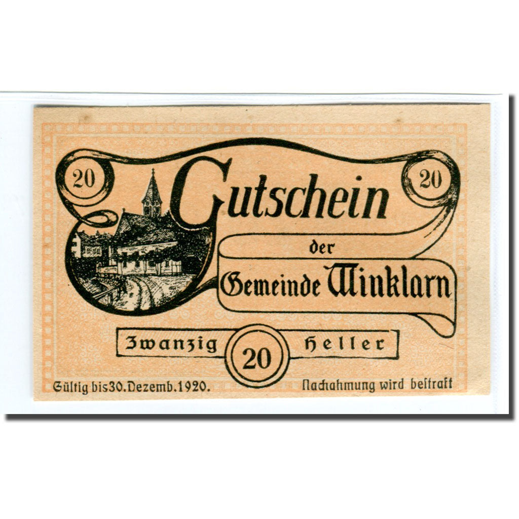 Banconote, Austria, Winklarn, 20 Heller, valeur faciale 1, 1920, 1920-04-12