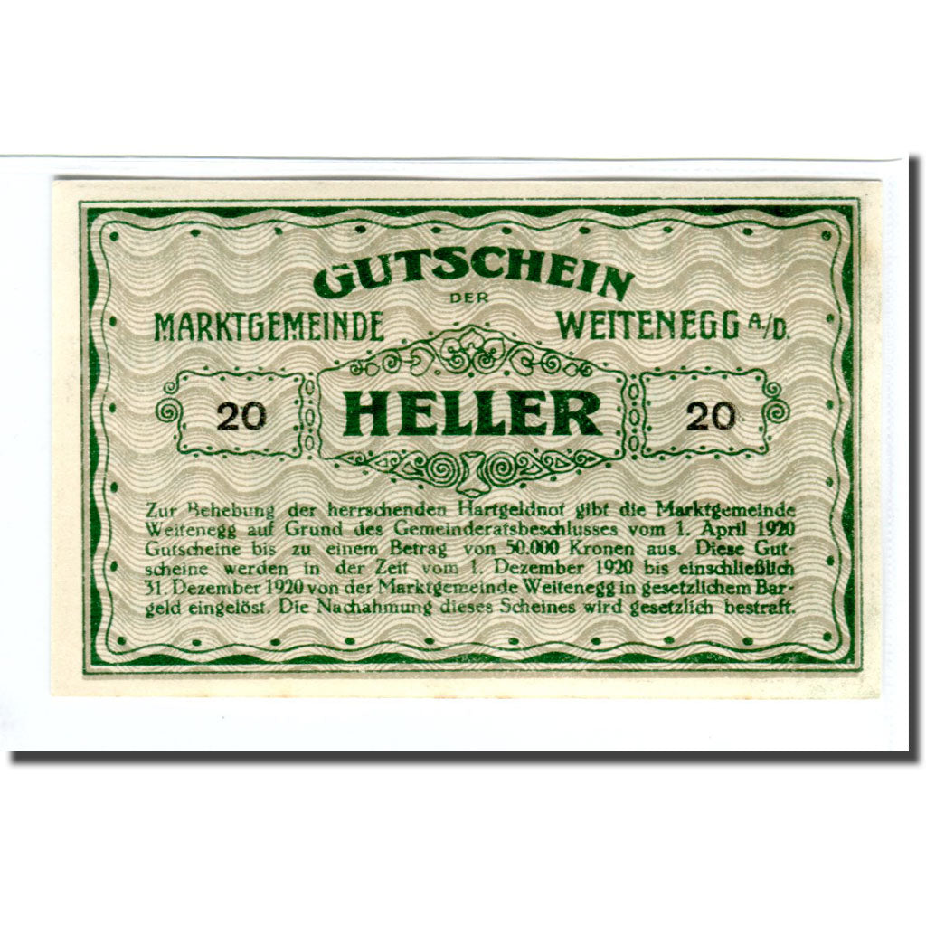 Billete, Austria, Weitenegg A/D, 20 Heller, paysage 1, 1920, 1920-04-01, SC