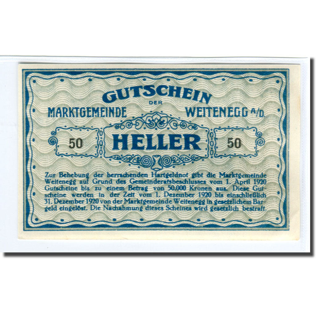 Billete, Austria, Weitenegg A/D, 50 Heller, paysage 2, 1920, 1920-04-01, SC