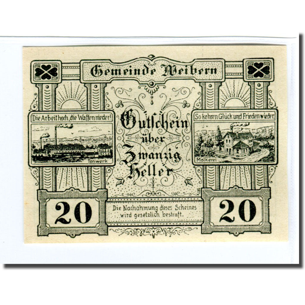 Billete, Austria, Weibern O.Ö. Gemeinde, 20 Heller, texte 1, 1920, 1920-05-03