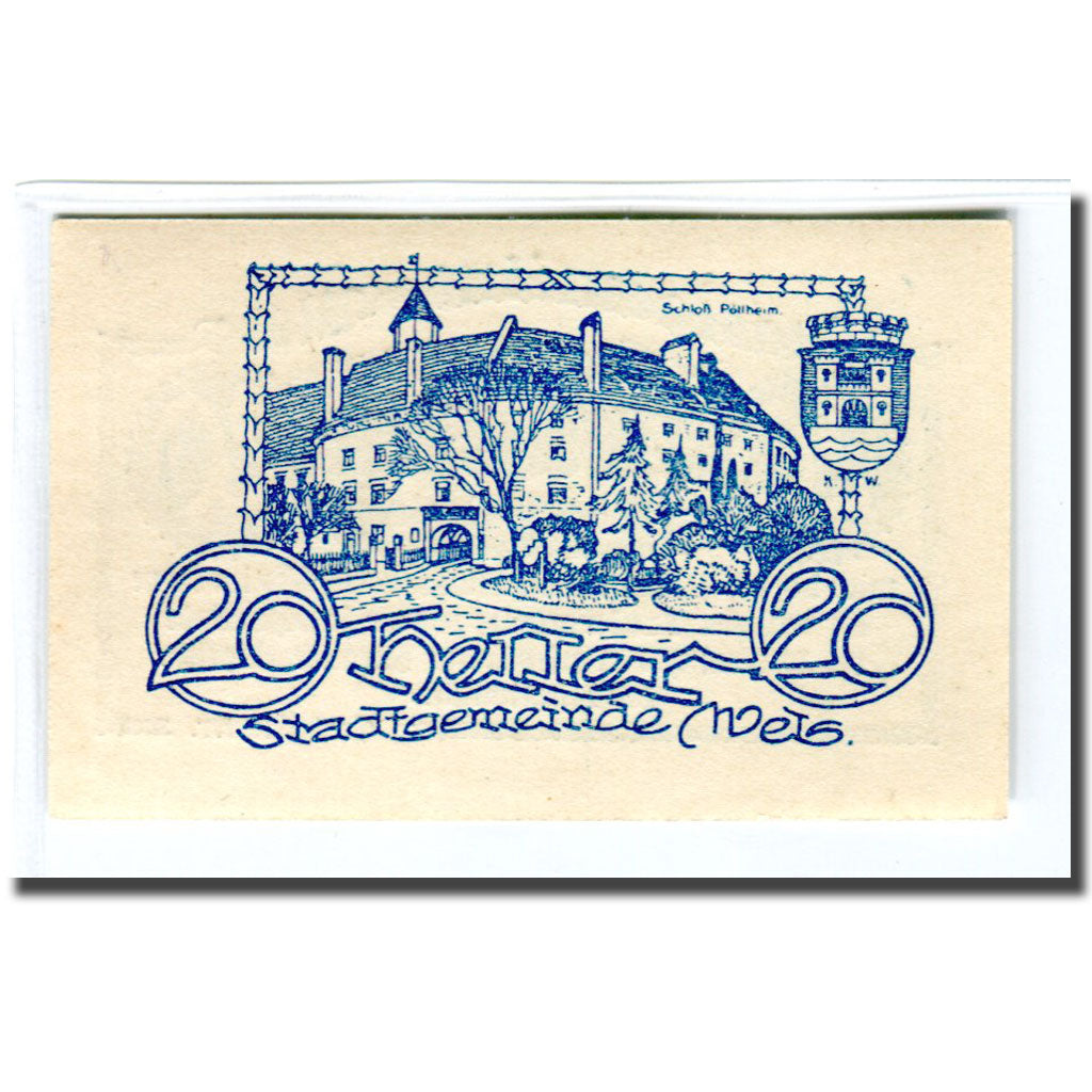 Banconote, Austria, Wels, 20 Heller, Batiment, 1920, SPL, Mehl:1167Ia