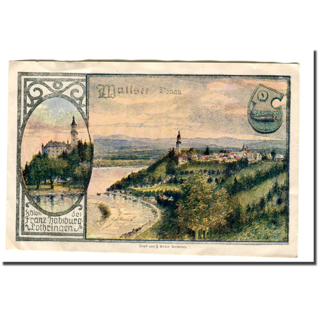 Billete, Austria, Wallsee, 180 Heller, paysage 1, 1920, SC, Mehl:1137II