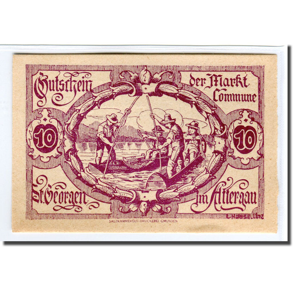 Billete, Austria, St Georgen im Attergau, 10 Heller, Blason, 1920, 1920-06-06
