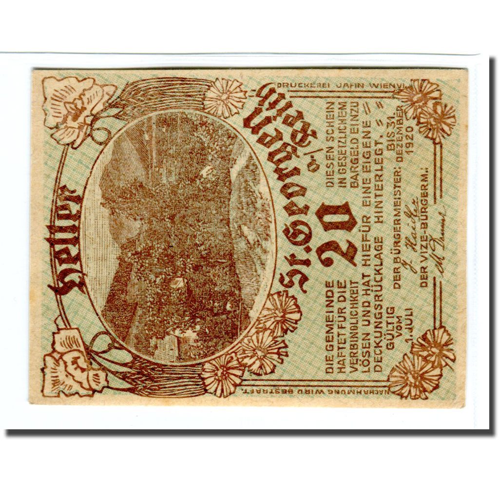 Billete, Austria, St. Georgen am Reith N.Ö. Gemeinde, 20 Heller, N.D, 1920