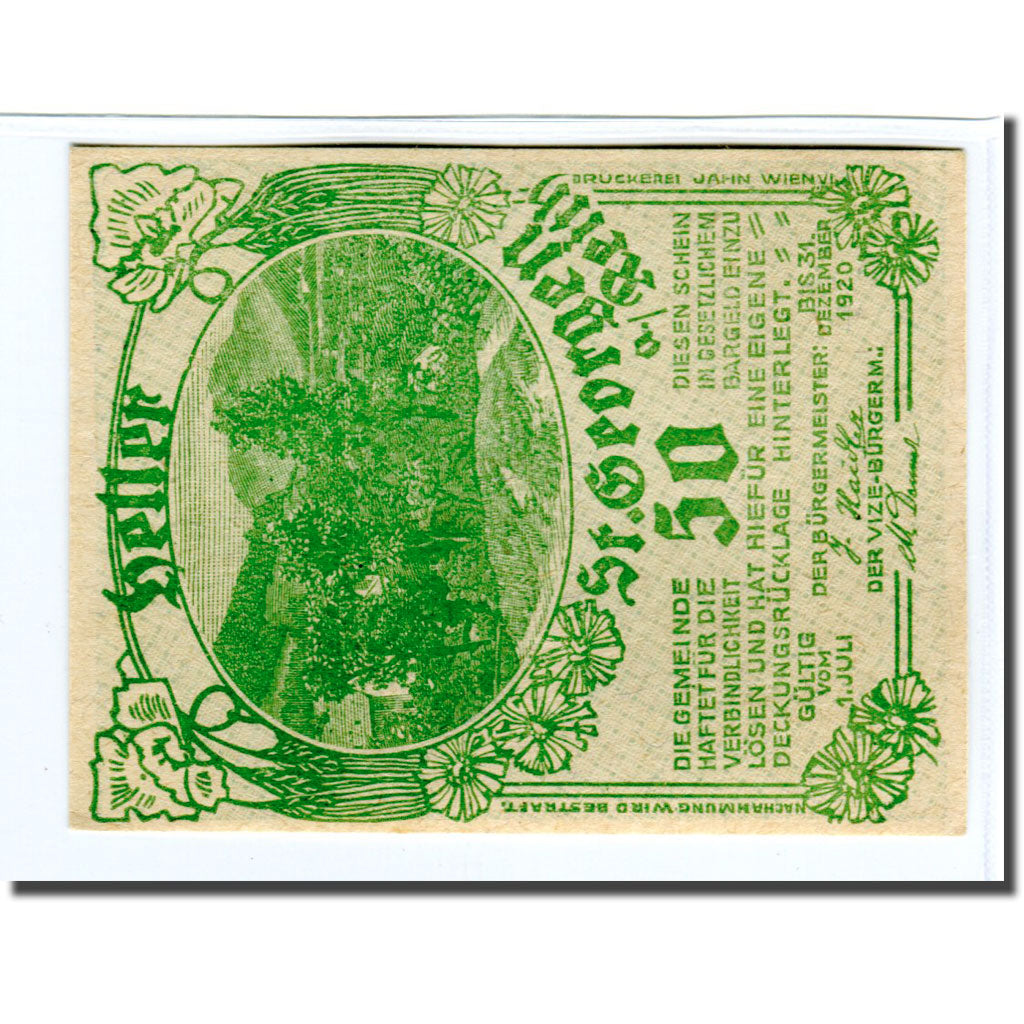Billete, Austria, St. Georgen am Reith N.Ö. Gemeinde, 50 Heller, N.D, 1920