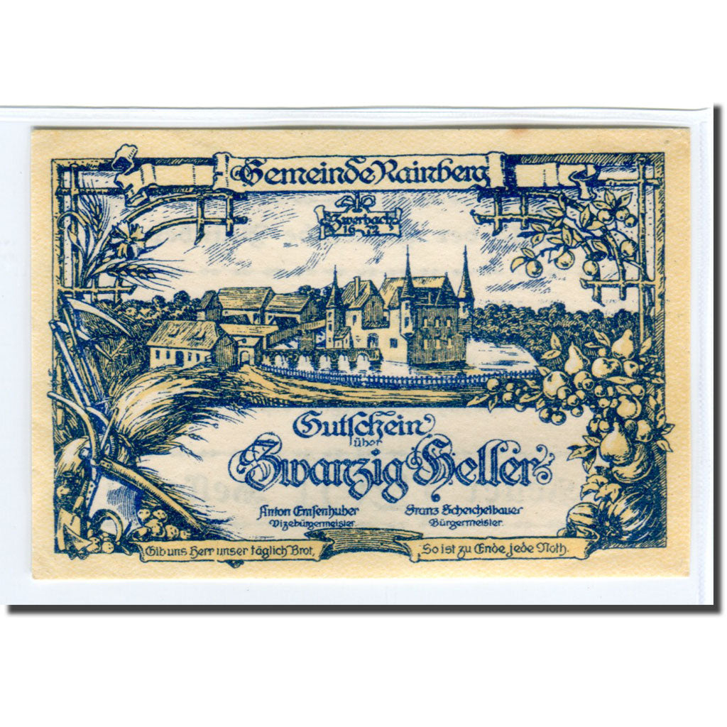 Billete, Austria, Rainberg N.Ö. Gemeinde, 20 Heller, texte 1, 1920, SC