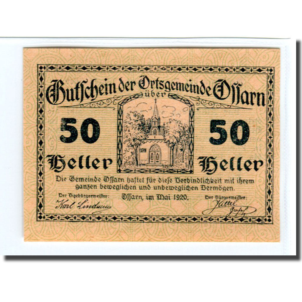 Billete, Austria, Ossarn, 50 Heller, Texte 2, 1920, SC, Mehl:712a2.1