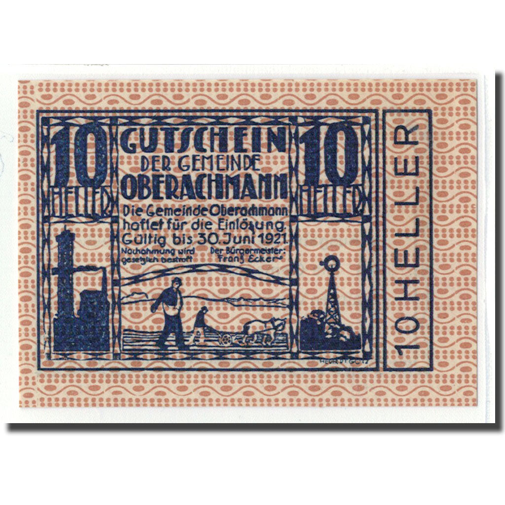 Banconote, Austria, Oberachmann, 10 Heller, Texte, 1920, 1920-05-12, SPL