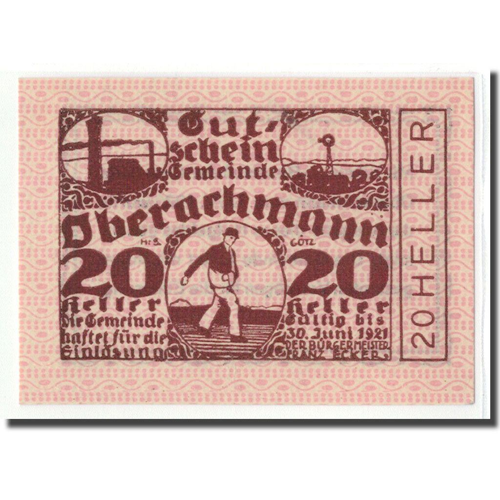 Billete, Austria, Oberachmann, 20 Heller, texte 1, 1920, 1920-05-12, SC