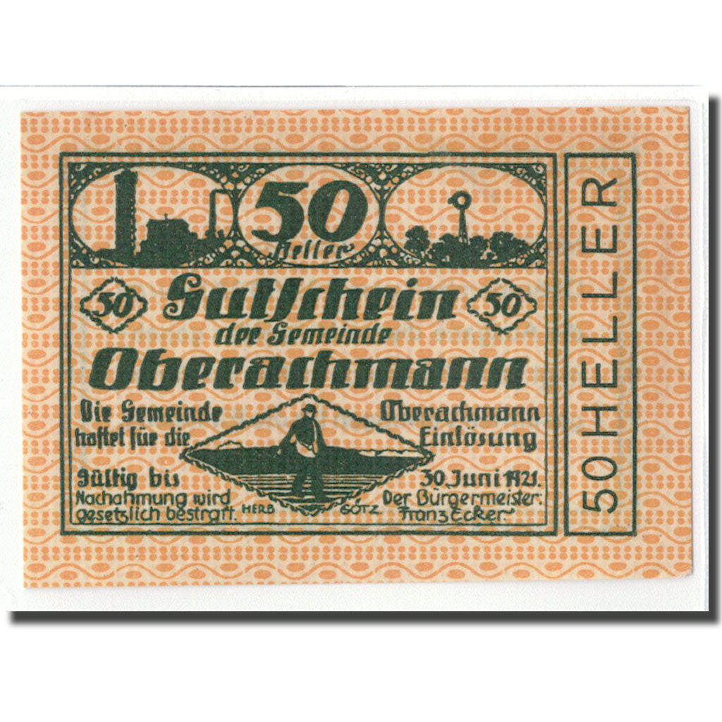 Billete, Austria, Oberachmann, 50 Heller, Texte 2, 1920, 1920-05-12, SC