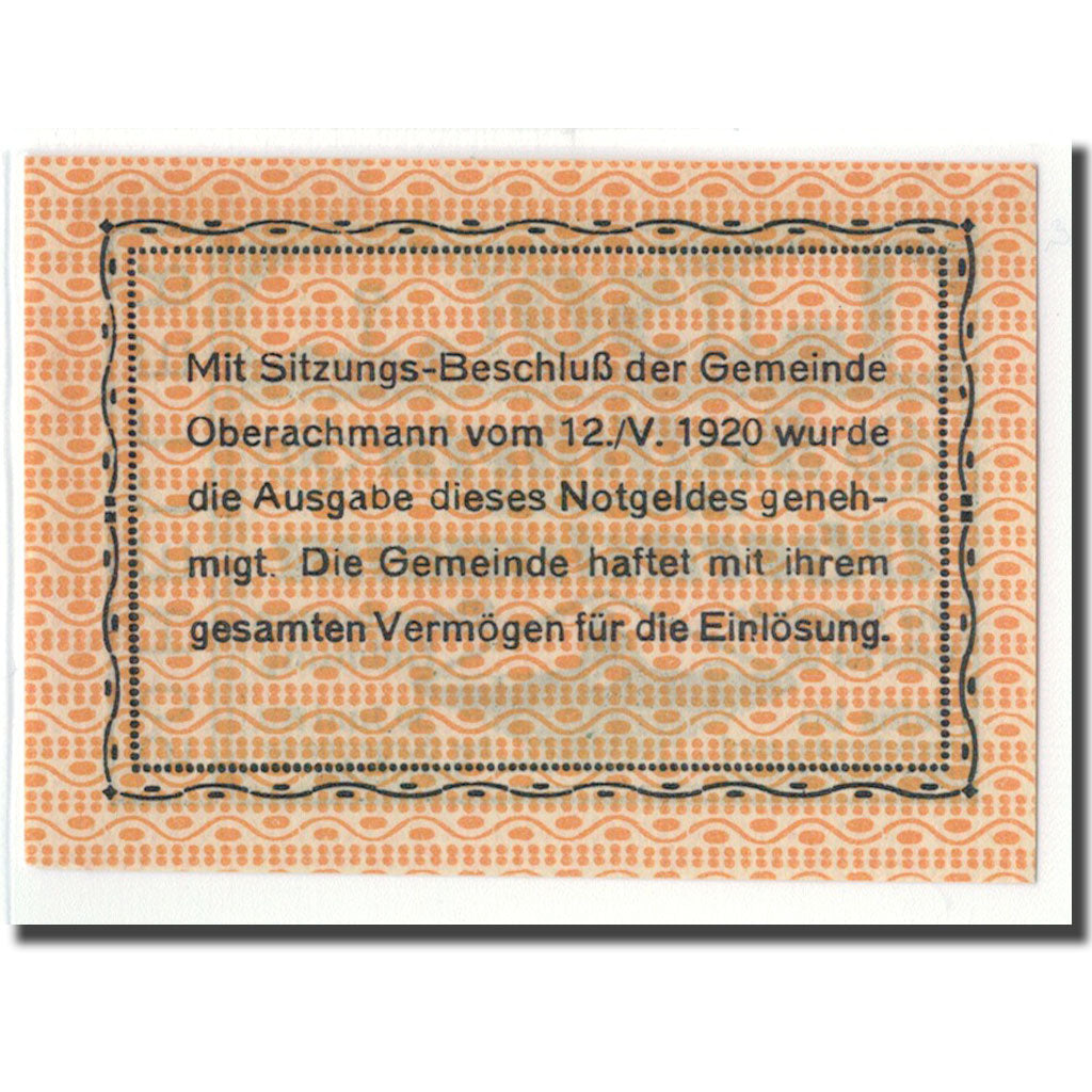 Billete, Austria, Oberachmann, 50 Heller, Texte 2, 1920, 1920-05-12, SC