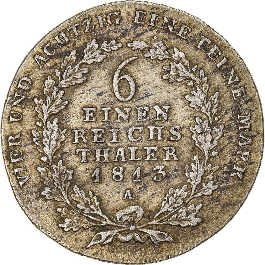 Monnaie, Etats allemands, PRUSSIA, Friedrich Wilhelm III, 1/6 Thaler, 1813