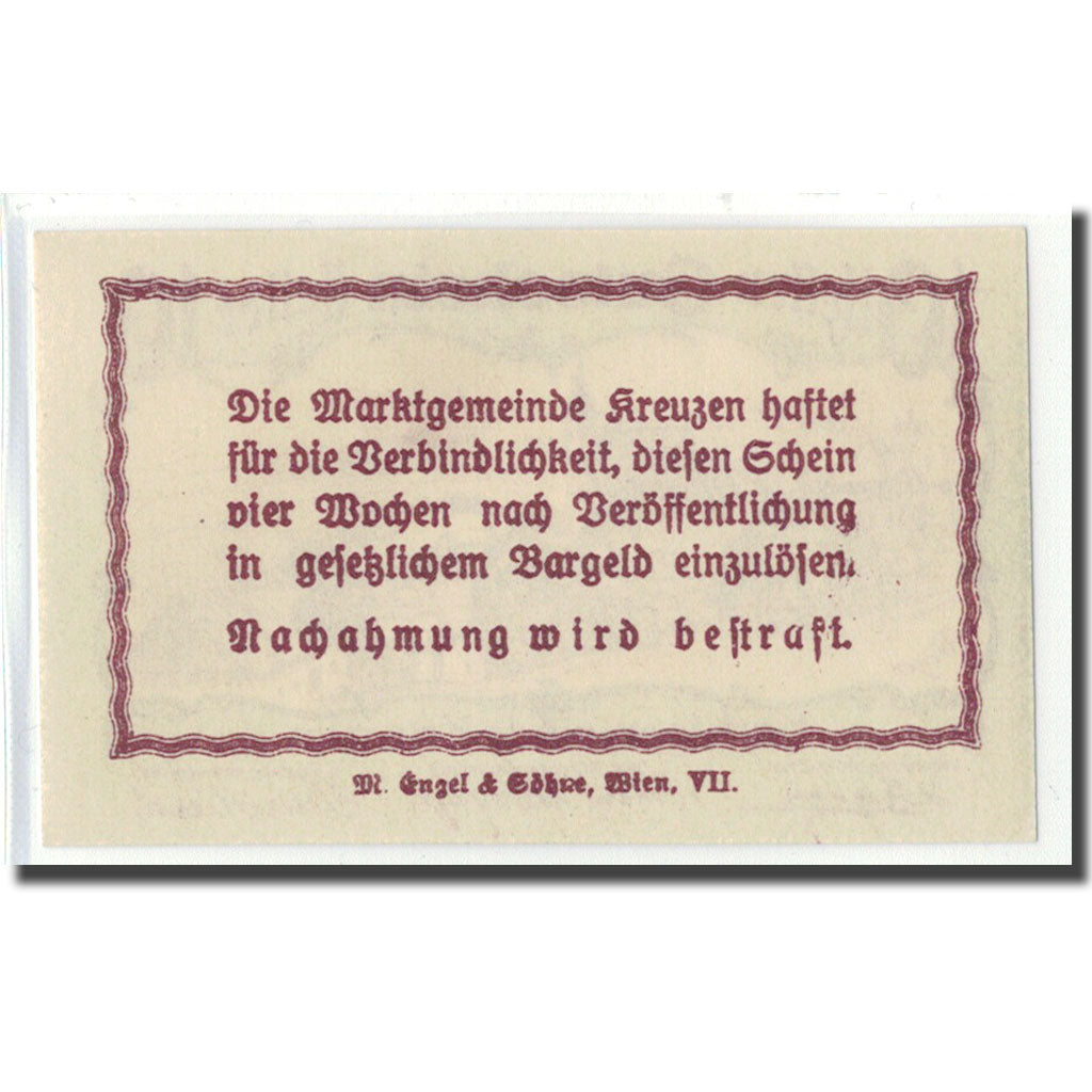 Banknot, Austria, Kreuzen, 10 Heller, Texte, Undated, Undated, UNC(63)
