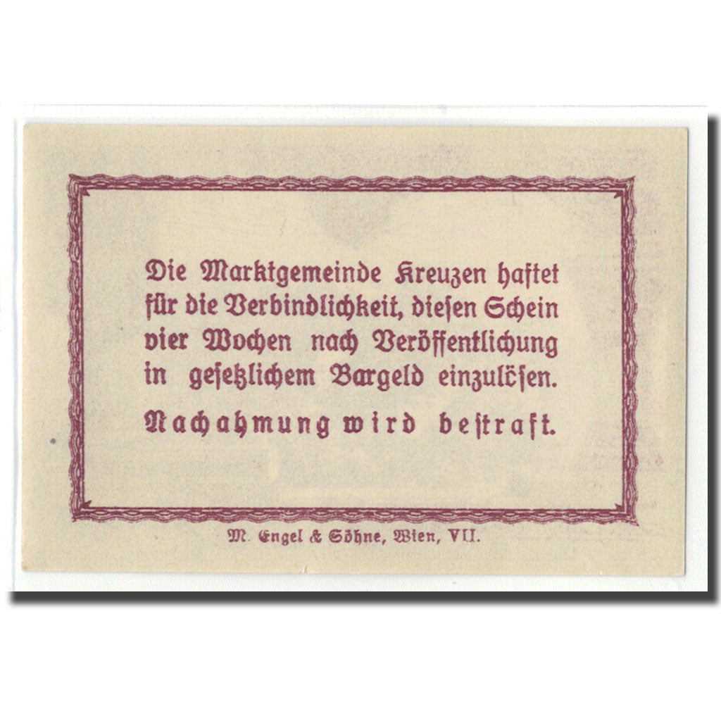 Billete, Austria, Kreuzen, 20 Heller, texte 1, SC, Mehl:479a