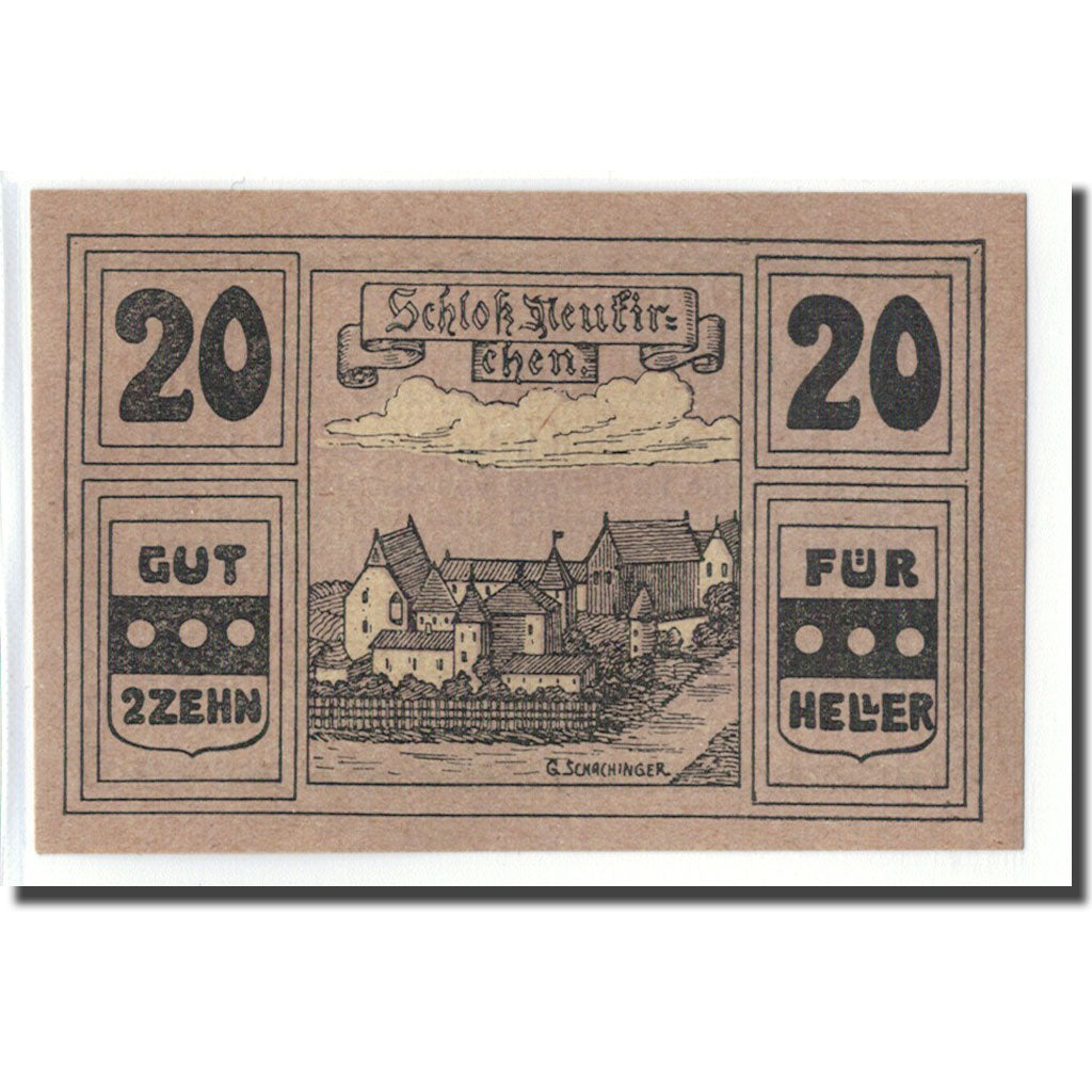 Billet, Autriche, Neukirchen an der Enknach O.Ö. Gemeinde, 20 Heller, village