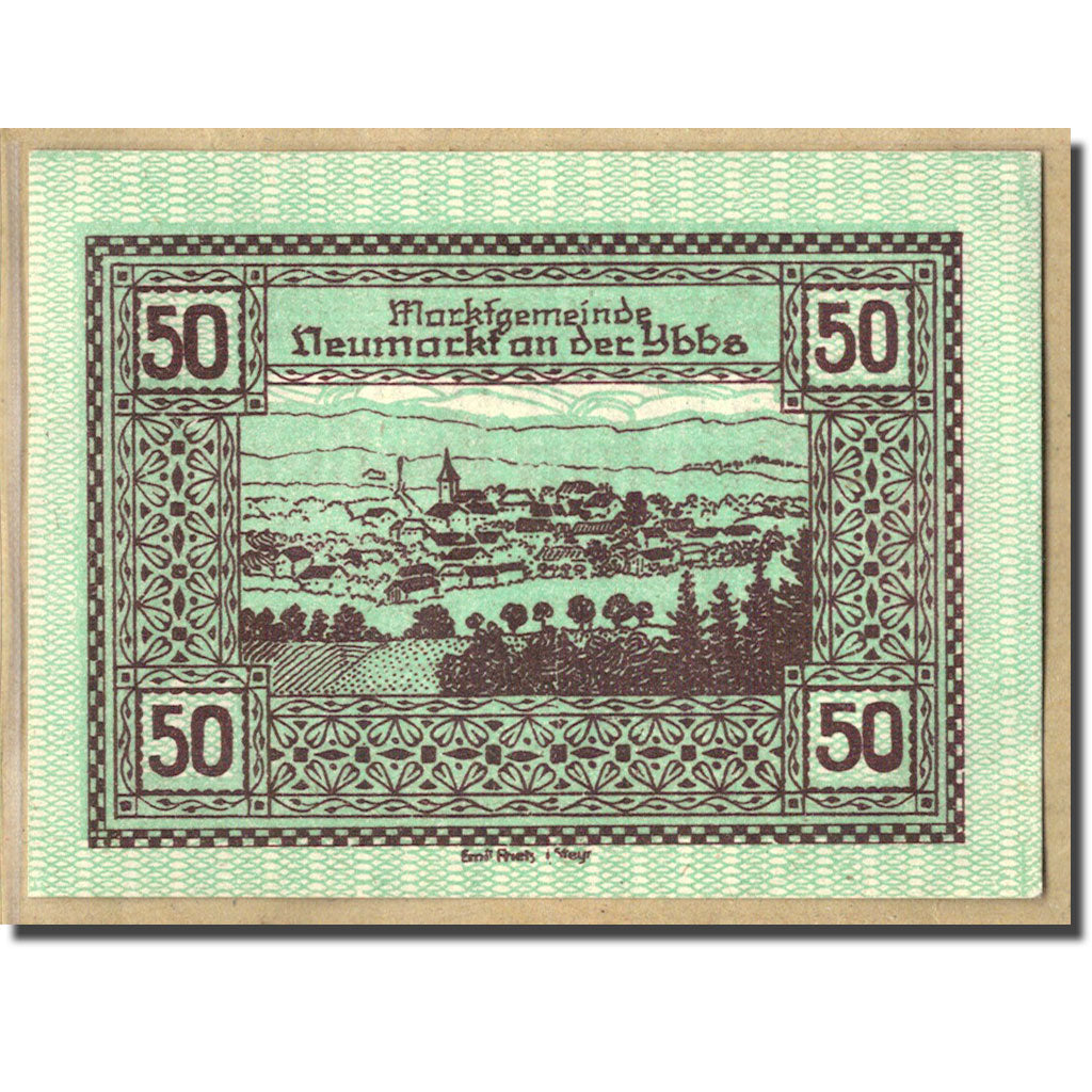 Billete, Austria, Neumarkt an der Ybbs N.Ö. Marktgemeinde, 50 Heller, village