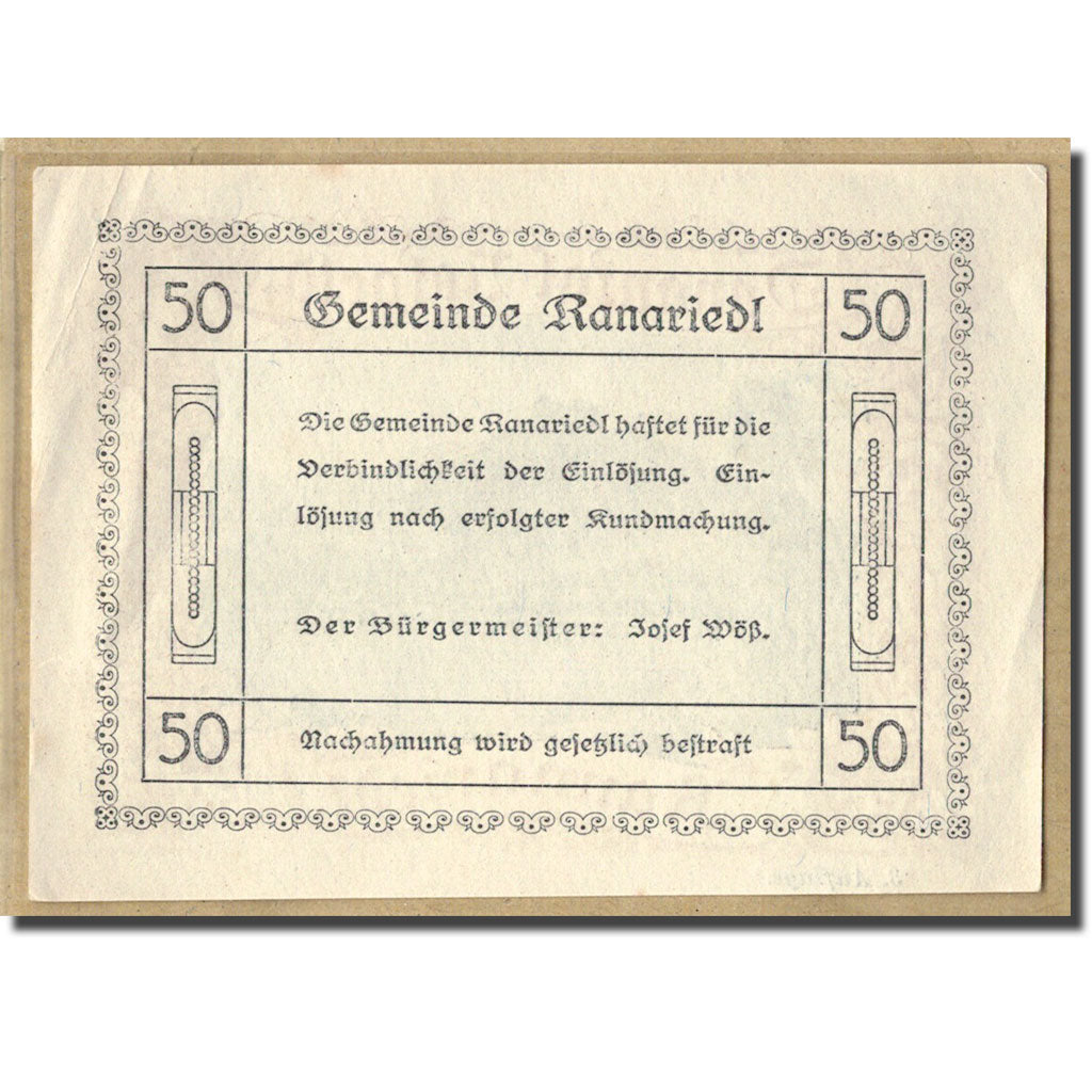 Banknote, Austria, Donautalnotgeld O.Ö. der Gemeinden, 50 Heller, Texte