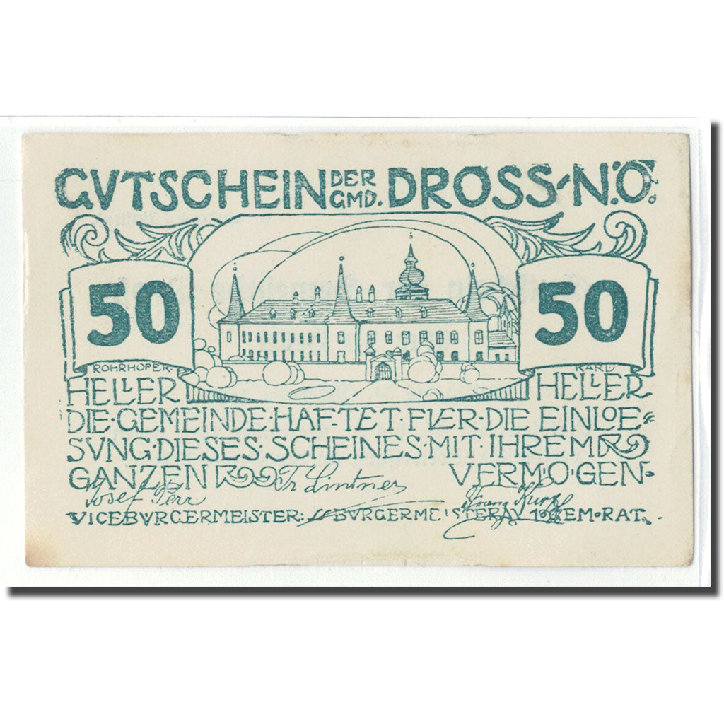 Banknot, Austria, Dross N.Ö. Gemeinde, 50 Heller, Texte 8, 1920, Undated