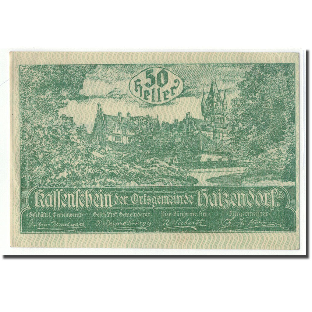 Billete, Austria, Haizendorf N.Ö. Ortsgemeinde, 50 Heller, Texte, 1920, SC