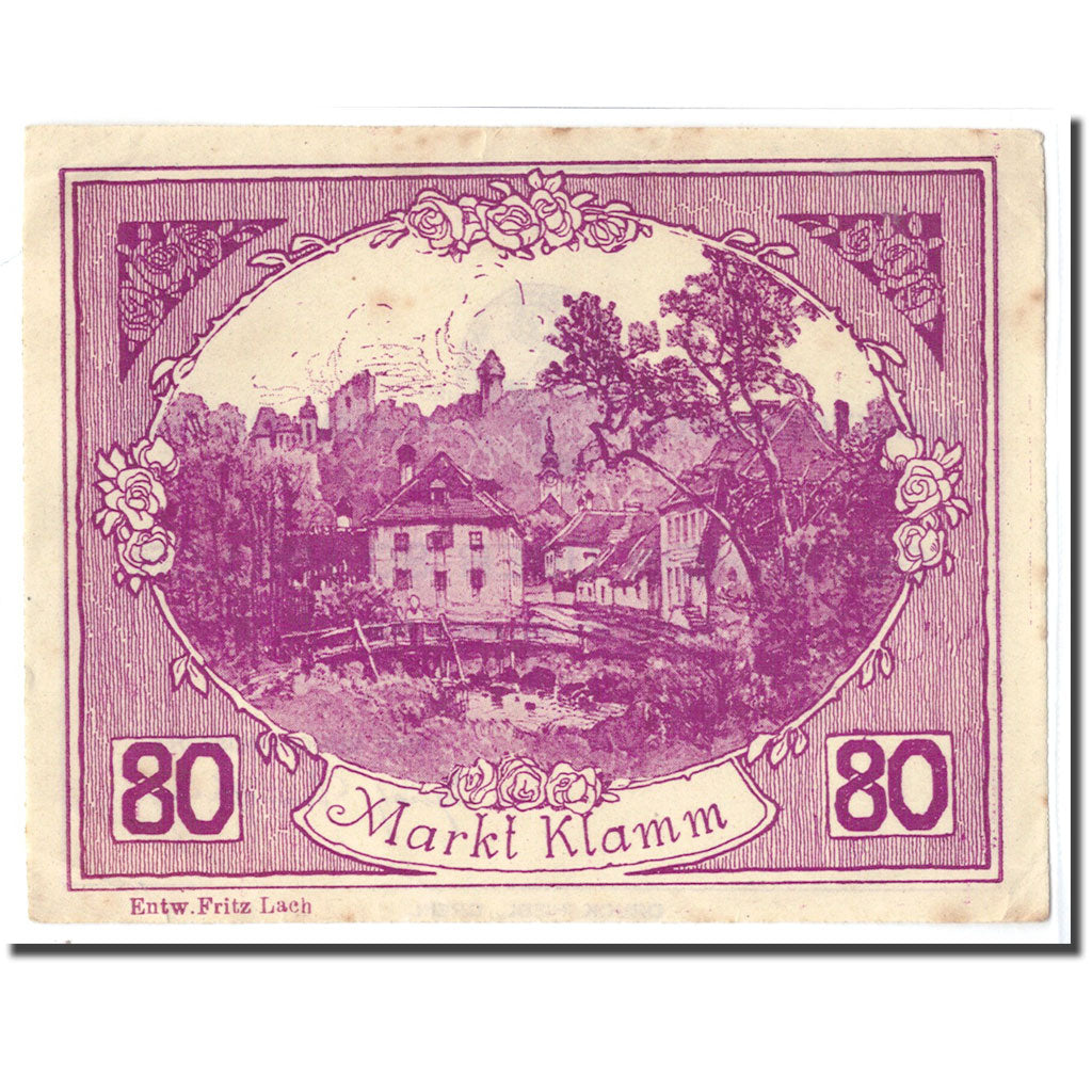 Billet, Autriche, Klamm, 80 Heller, valeur faciale, 1921, SPL, Mehl:453a