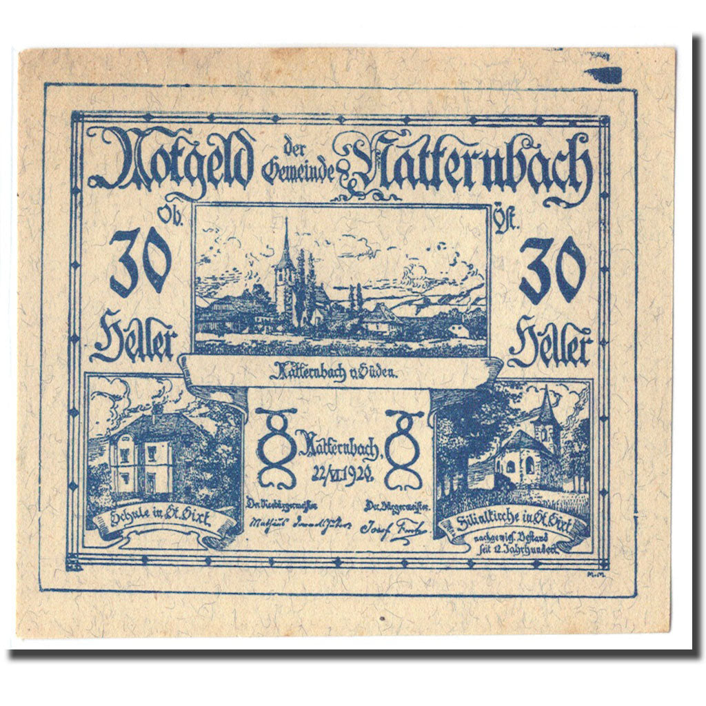 Billet, Autriche, Natternbach O.Ö. Gemeinde, 30 Heller, batiment 1, 1920