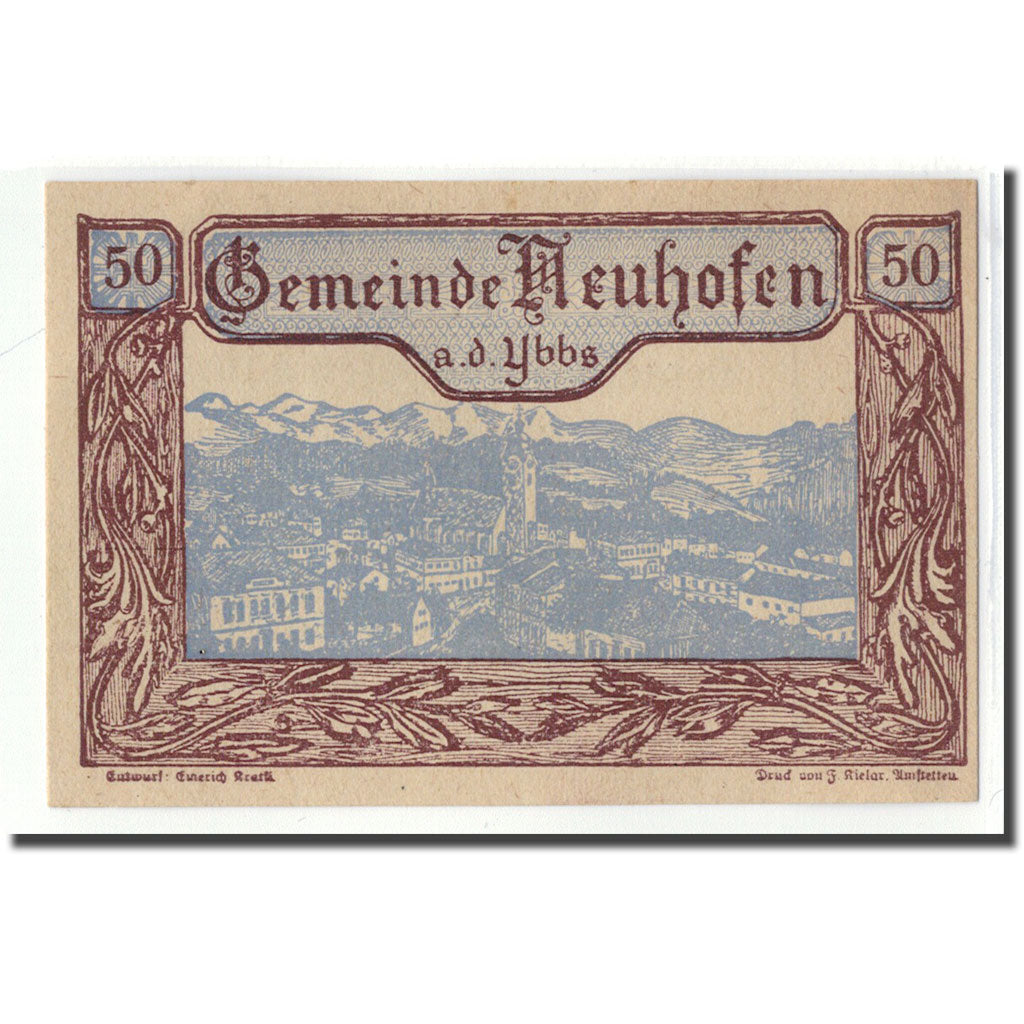 Billet, Autriche, Neuhofen a.d Ybbs, 50 Heller, texte 1, 1920, 1920-04-15, SPL