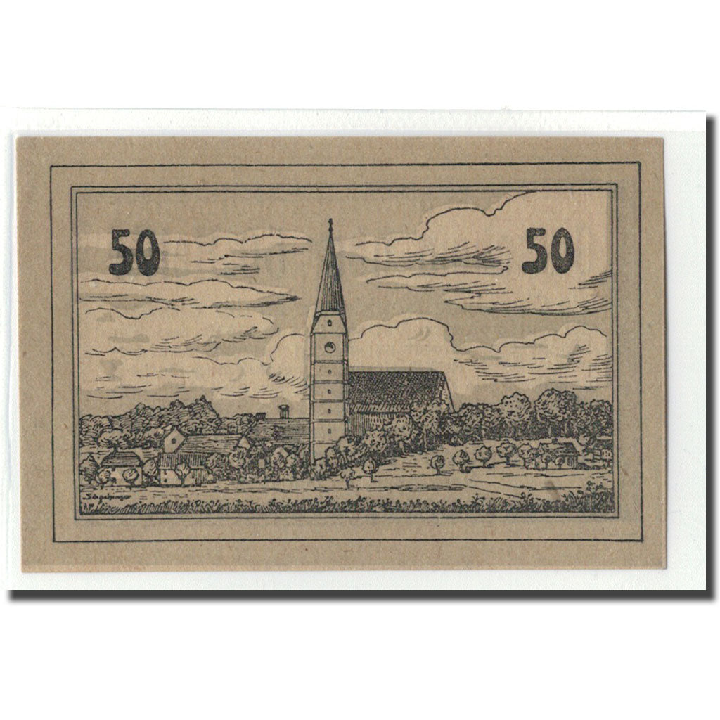 Billet, Autriche, Neukirchen an der Enknach O.Ö. Gemeinde, 50 Heller, paysage