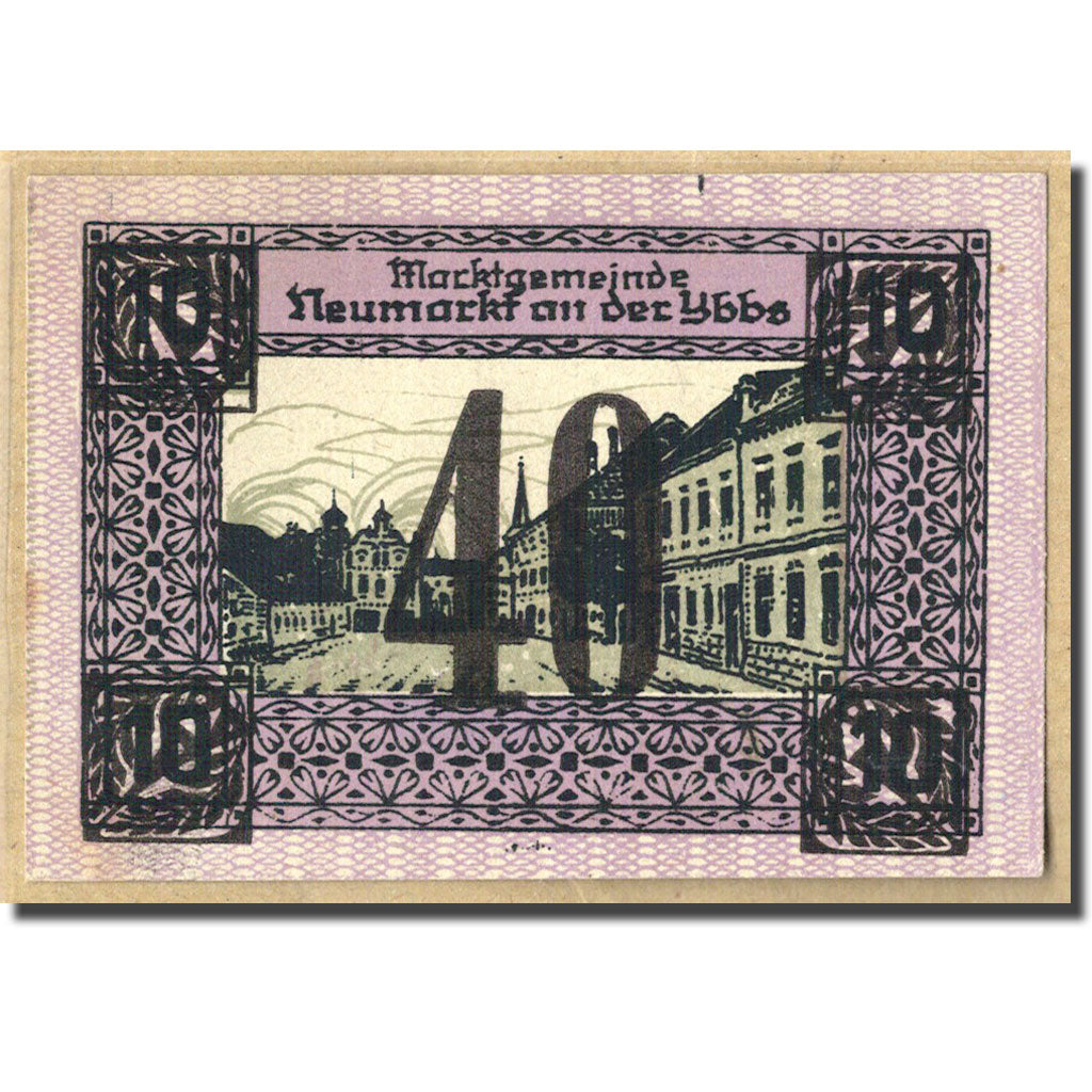 Banknote, Austria, Neumarkt an der Ybbs N.Ö. Marktgemeinde, 10 Heller, village