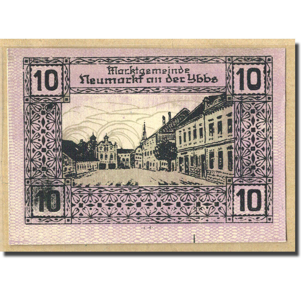 Billet, Autriche, Neumarkt an der Ybbs N.Ö. Marktgemeinde, 10 Heller, village