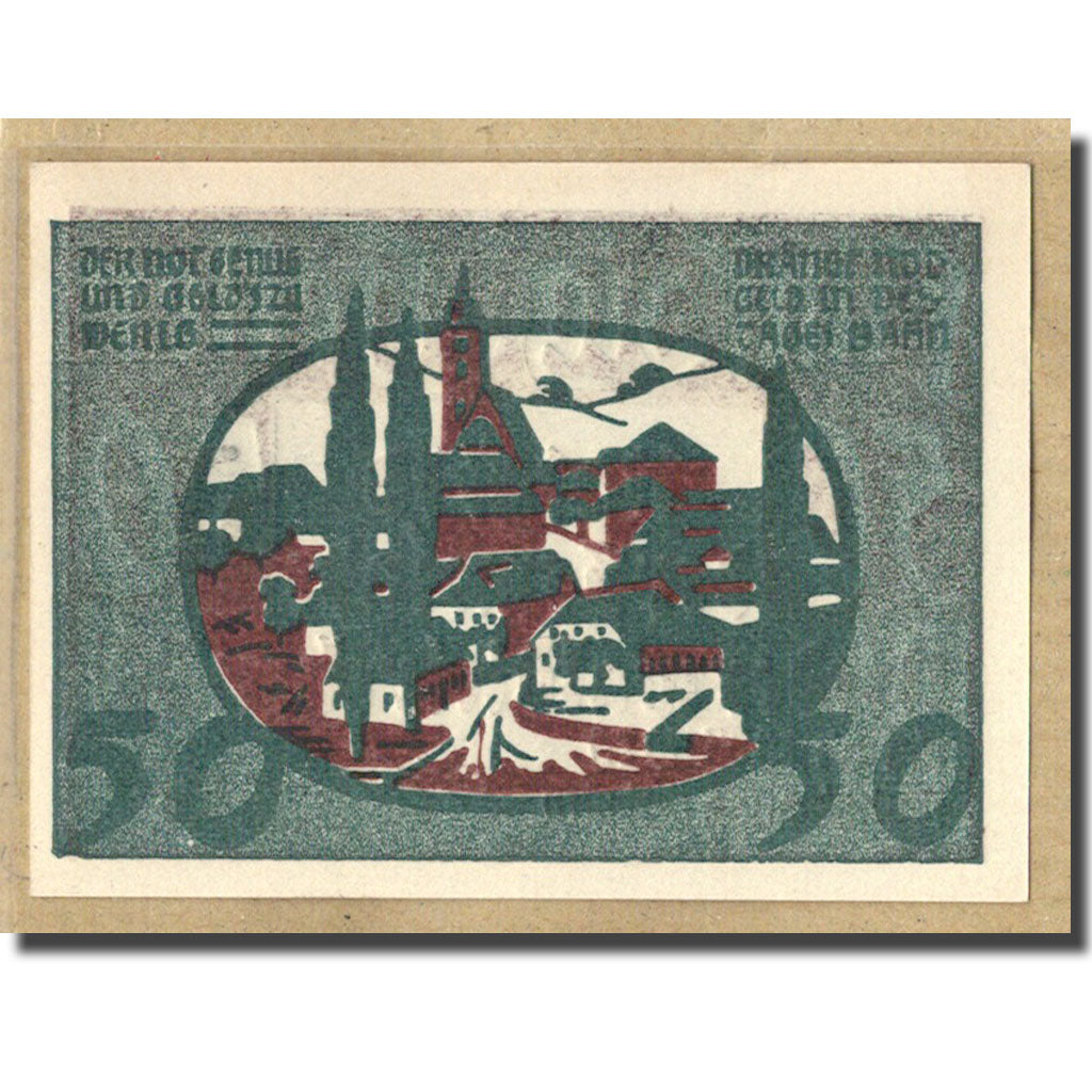 Billet, Autriche, Niederwaldkirchen O.Ö. Gemeinde, 50 Heller, batiment 1, 1920