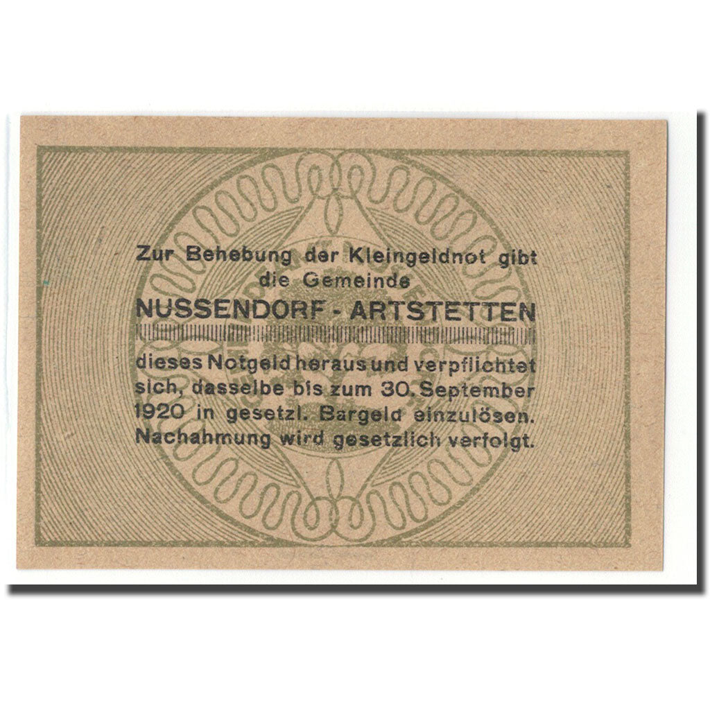 Billet, Autriche, Nussendorf, 10 Heller, valeur faciale, 1920, 1920-06-01, SPL