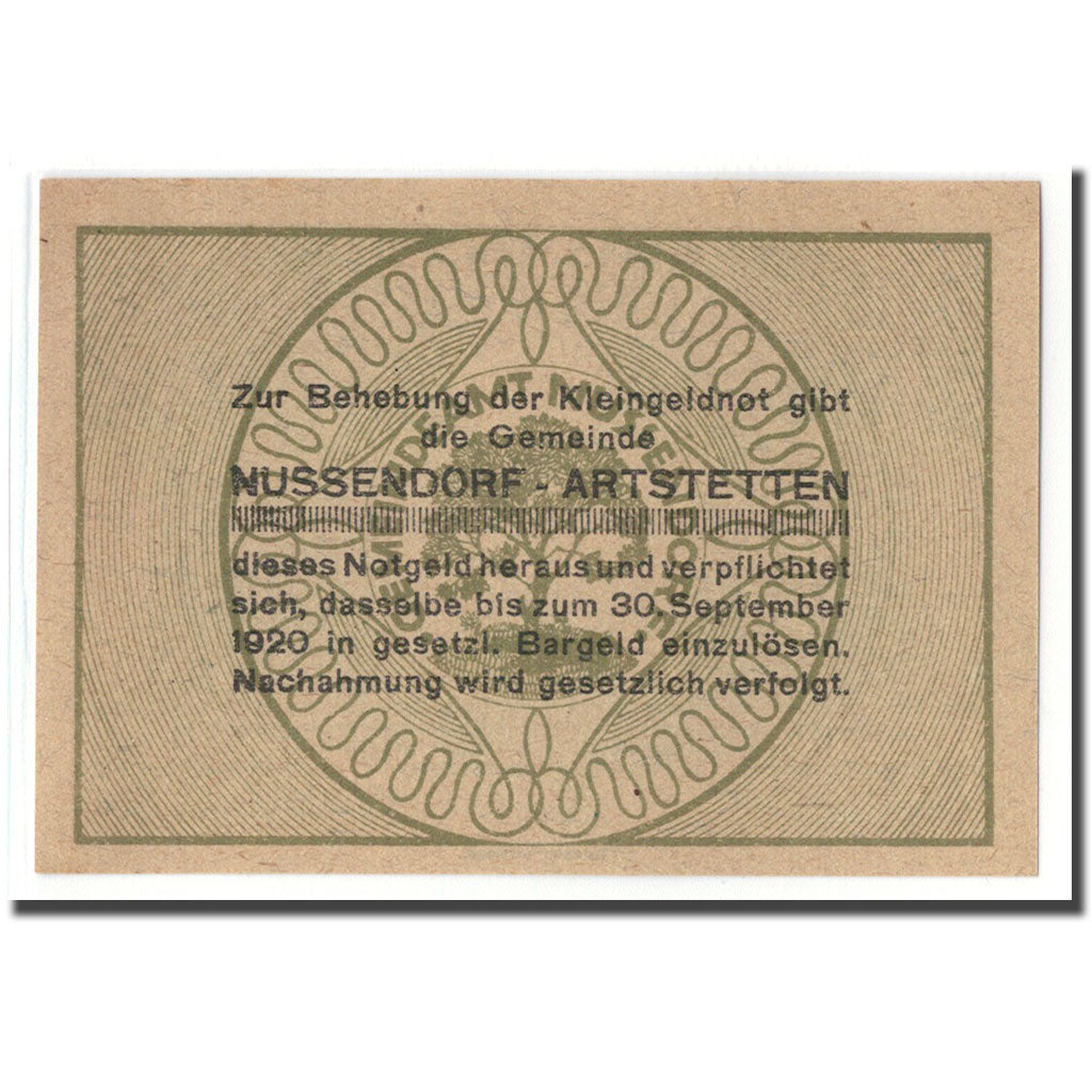 Billet, Autriche, Nussendorf, 20 Heller, valeur faciale 1, 1920, 1920-06-01