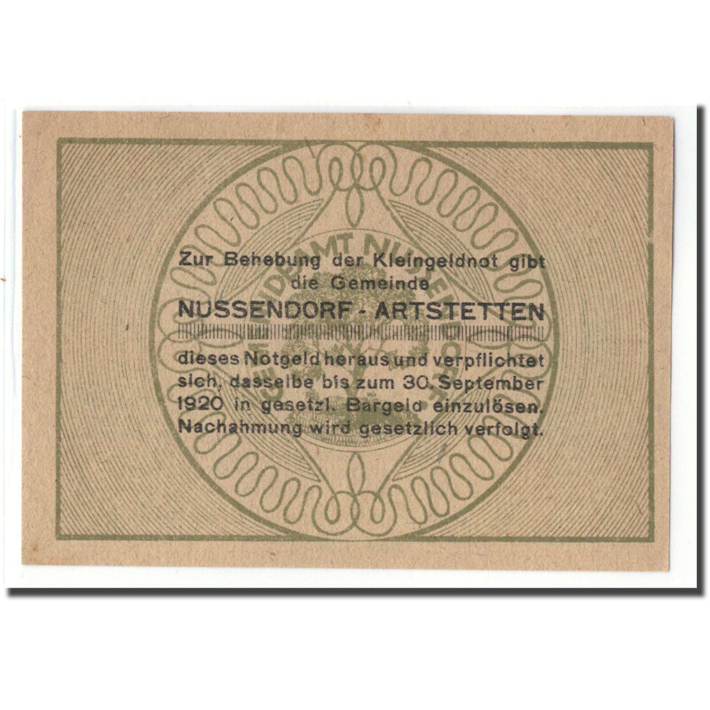 Billet, Autriche, Nussendorf, 50 Heller, valeur faciale 2, 1920, 1920-06-01