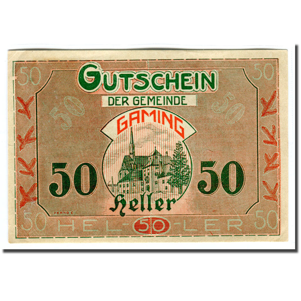 Banknot, Austria, Gaming, 50 Heller, Texte  5, 1920, Undated, UNC(63), Mehl:220b