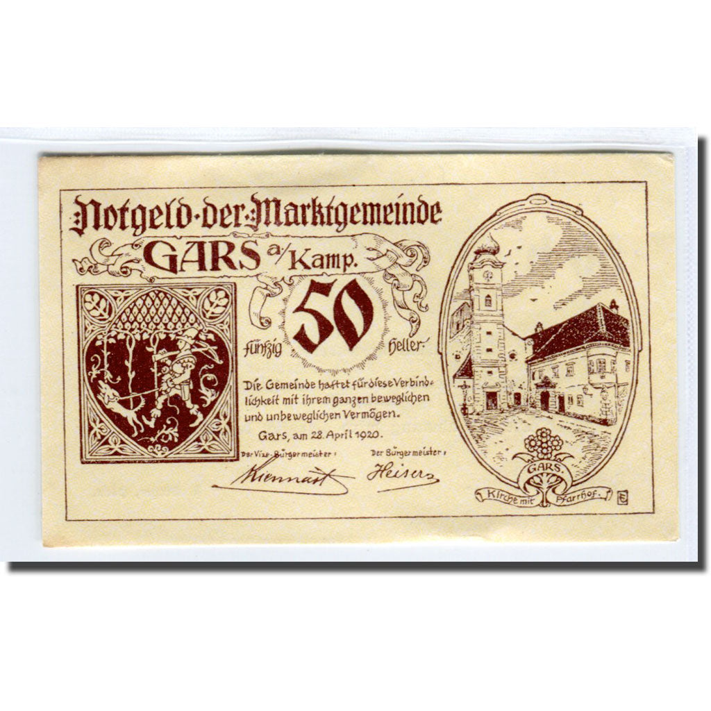 Banknote, Austria, Gars am Kamp, 50 Heller, Texte 2, 1920, 1920-04-28, UNC(63)