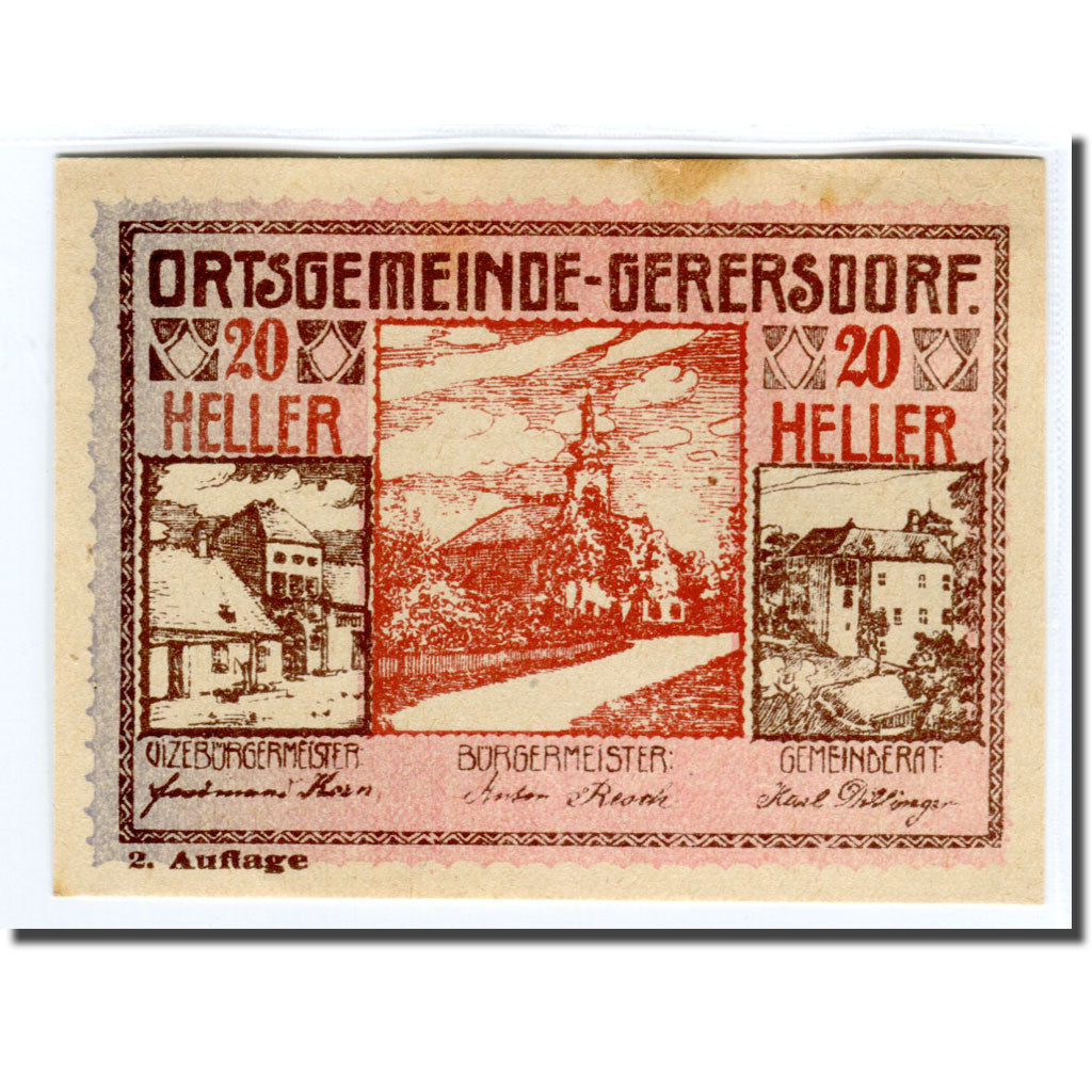 Banknote, Austria, Gerersdorf, 20 Heller, Texte 3, 1920, UNC(63), Mehl:230a