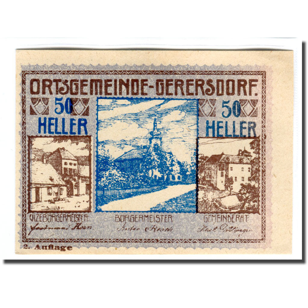 Billet, Autriche, Gerersdorf, 50 Heller, Texte 4, 1920, SPL, Mehl:230a