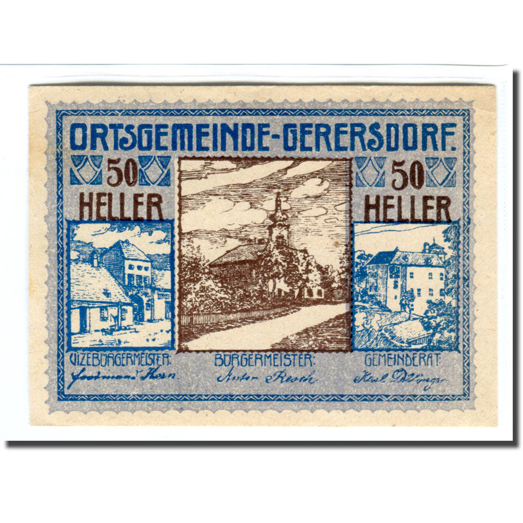 Biljet, Oostenrijk, Gerersdorf, 50 Heller, Texte  5, 1920, SPL, Mehl:230a