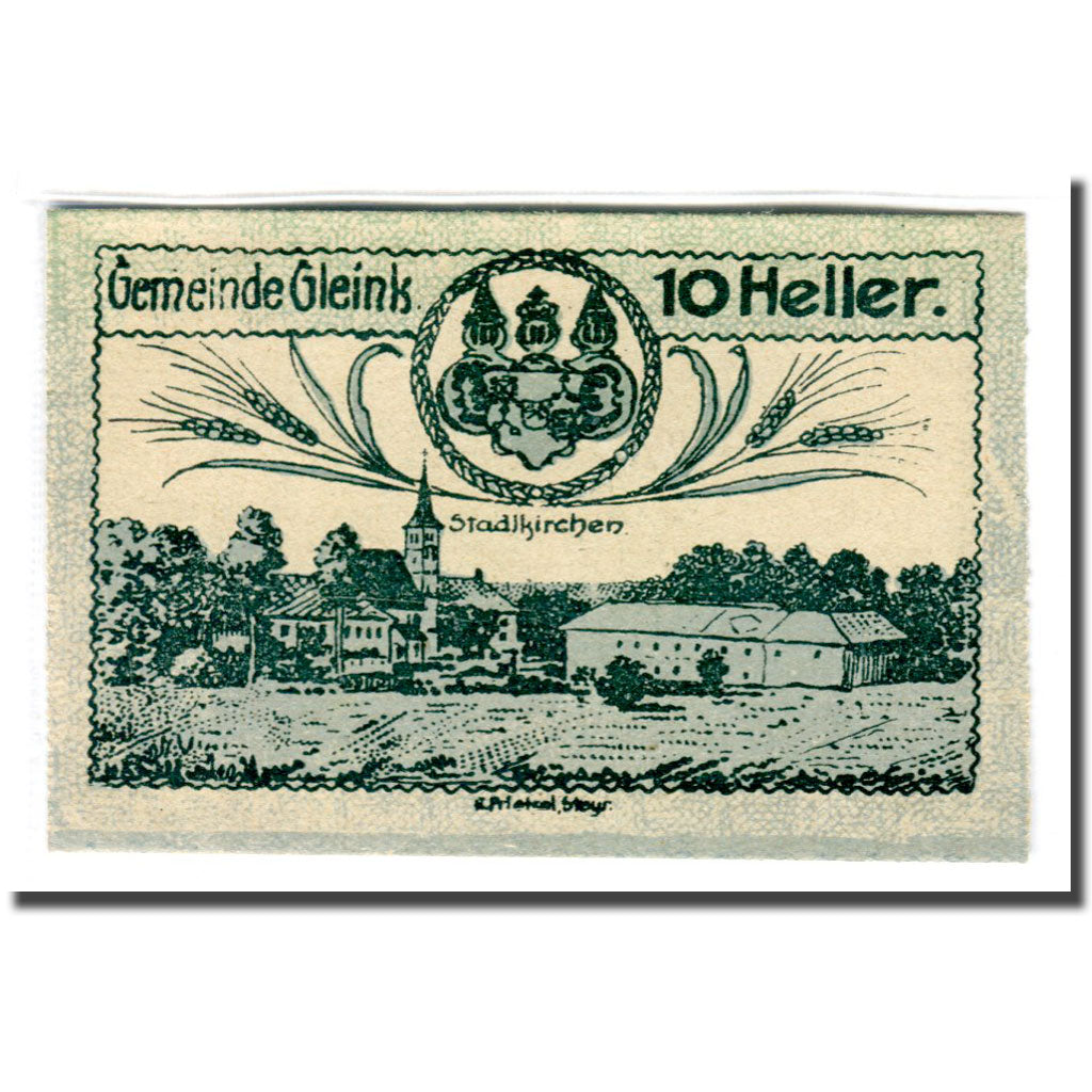 Billet, Autriche, Gleink O.Ö. Gemeinde, 10 Heller, paysage, 1920, 1920-05-08