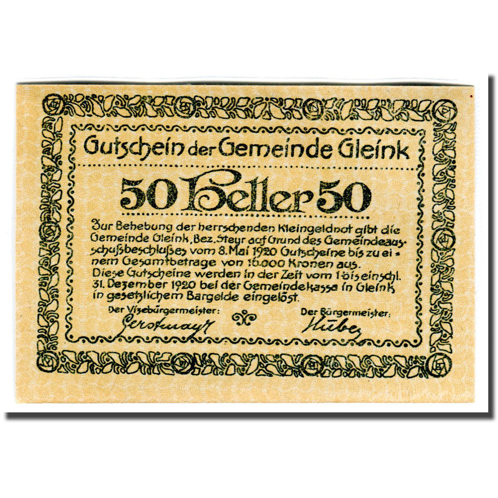 Banknote, Austria, Gleink O.Ö. Gemeinde, 50 Heller, paysage 2, 1920
