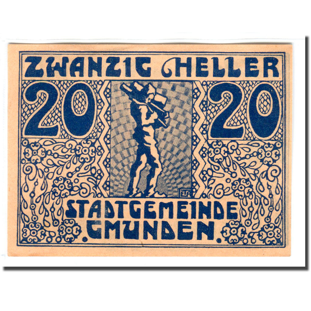 Banknote, Austria, Gmunden, 20 Heller, personnage, 1920, 1920-03-31, UNC(63)