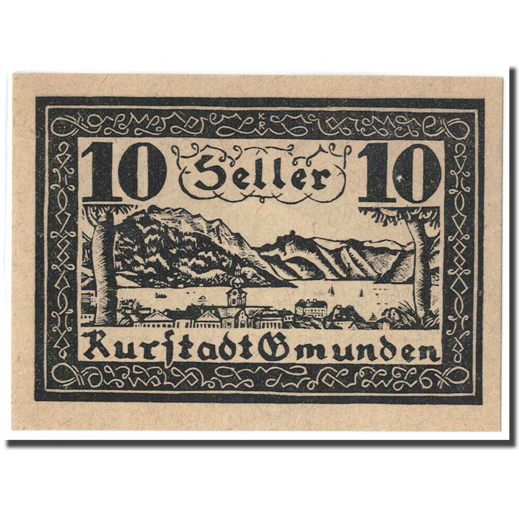 Billet, Autriche, Gmunden, 10 Heller, paysage, 1920, 1920-07-01, SPL