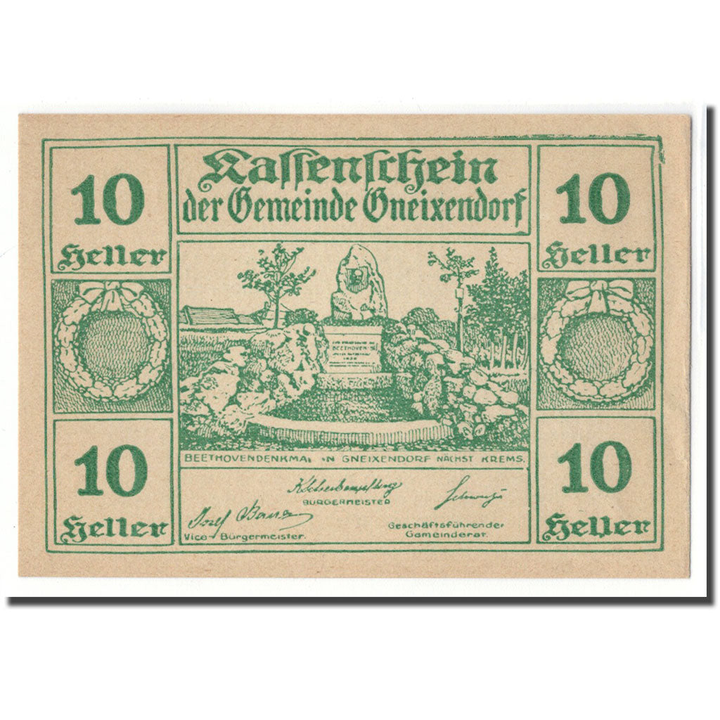 Billete, Austria, Gneixendorf, 10 Heller, Texte, 1920, SC, Mehl:241Ia3