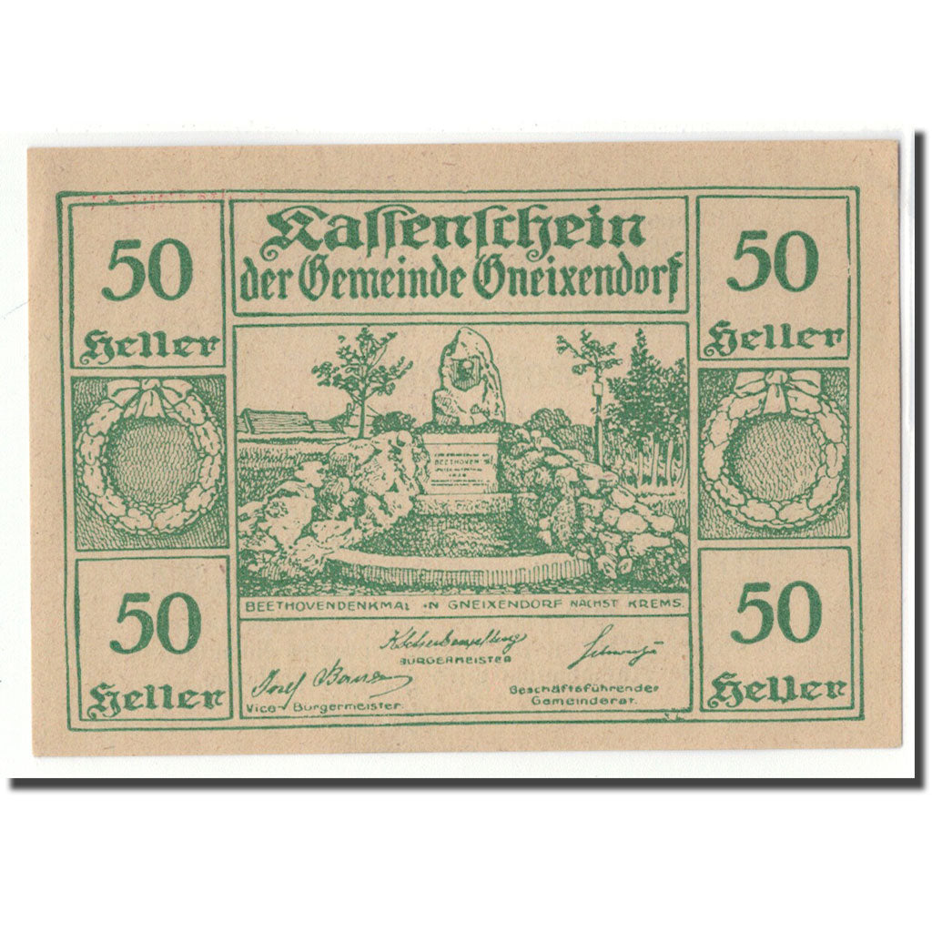 Banknote, Austria, Gneixendorf, 50 Heller, Texte 3, 1920, UNC(63), Mehl:241Ia3